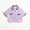 Guayabera para Dama cubana 2 bolsas color lila con morado