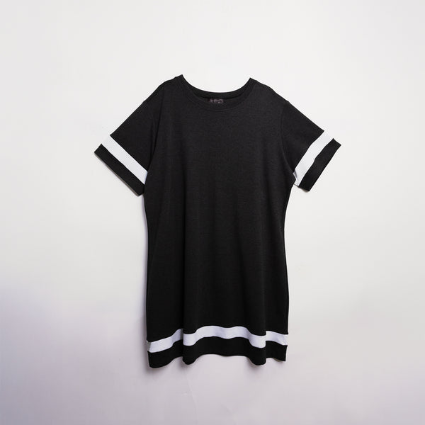 Vestido franjas gris y blanco